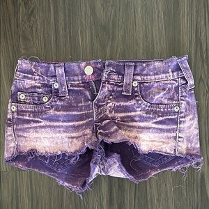 True Religion Purple Tie-Dye Jean Shorts